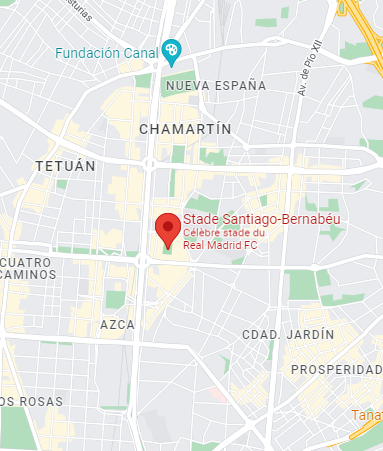 Localisation du stade Santiago Bernabéu